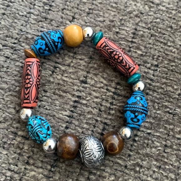 Homemade Stretch Beaded Bracelets, 7” Colorful beads, Set of 2 New Bracelets - Picture 2 of 4